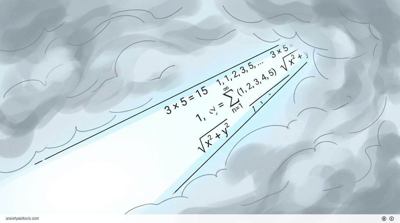 Logic beam (equations) cuts through chaotic fog. Focus.