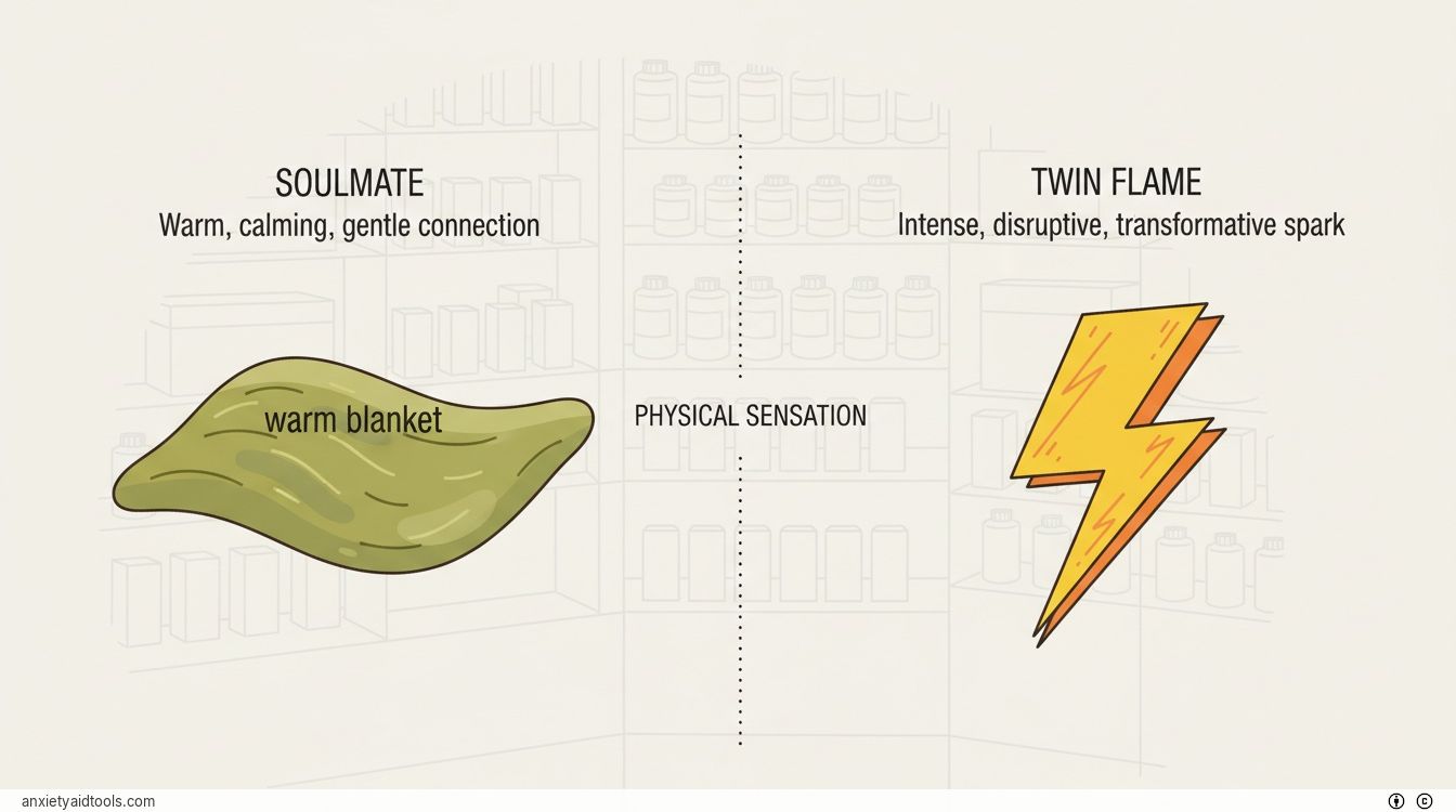 A graphic comparing a soft green wave to a sharp yellow lightning bolt to show different connection feelings.