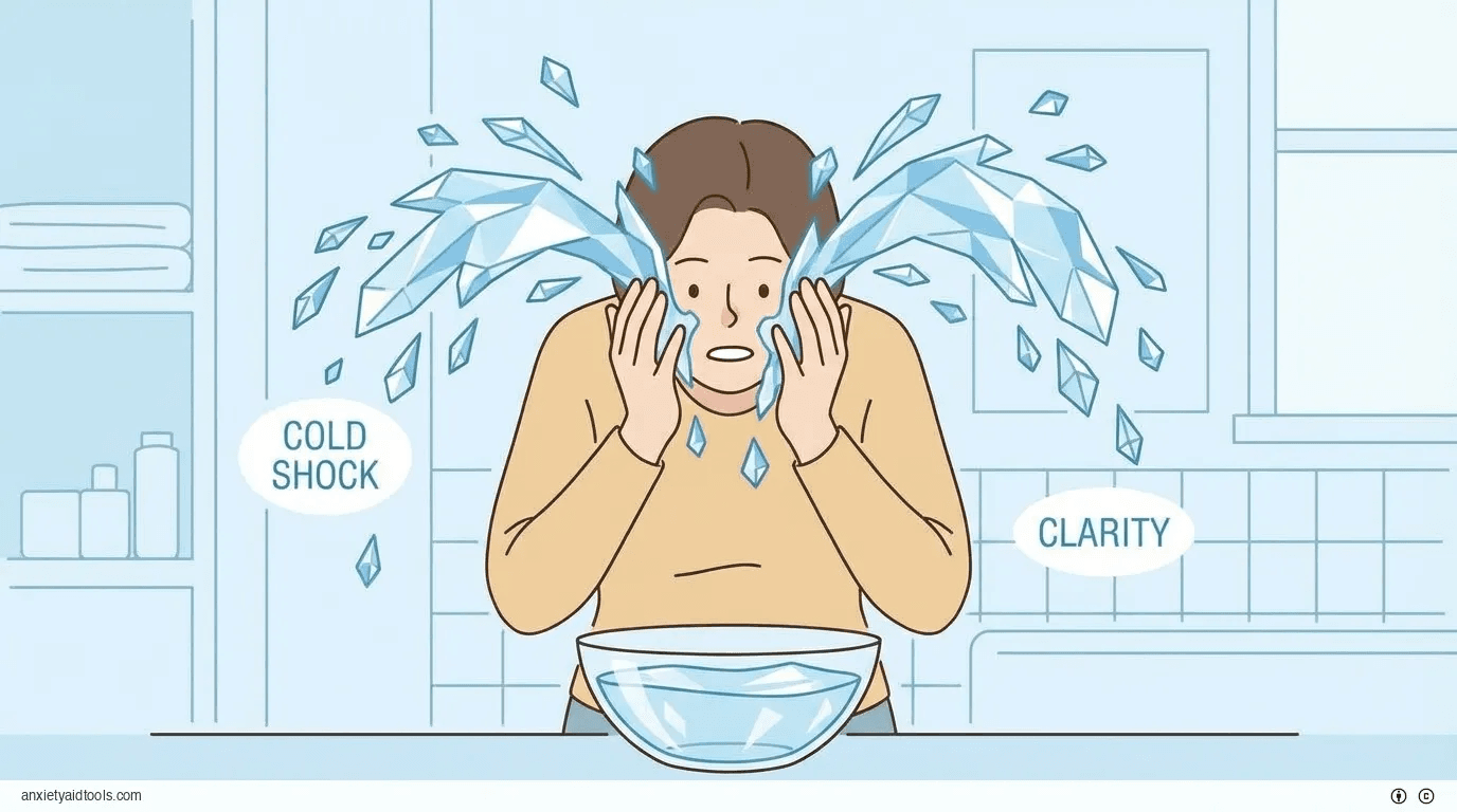 Cold water splash. Frozen droplets, blue tones.