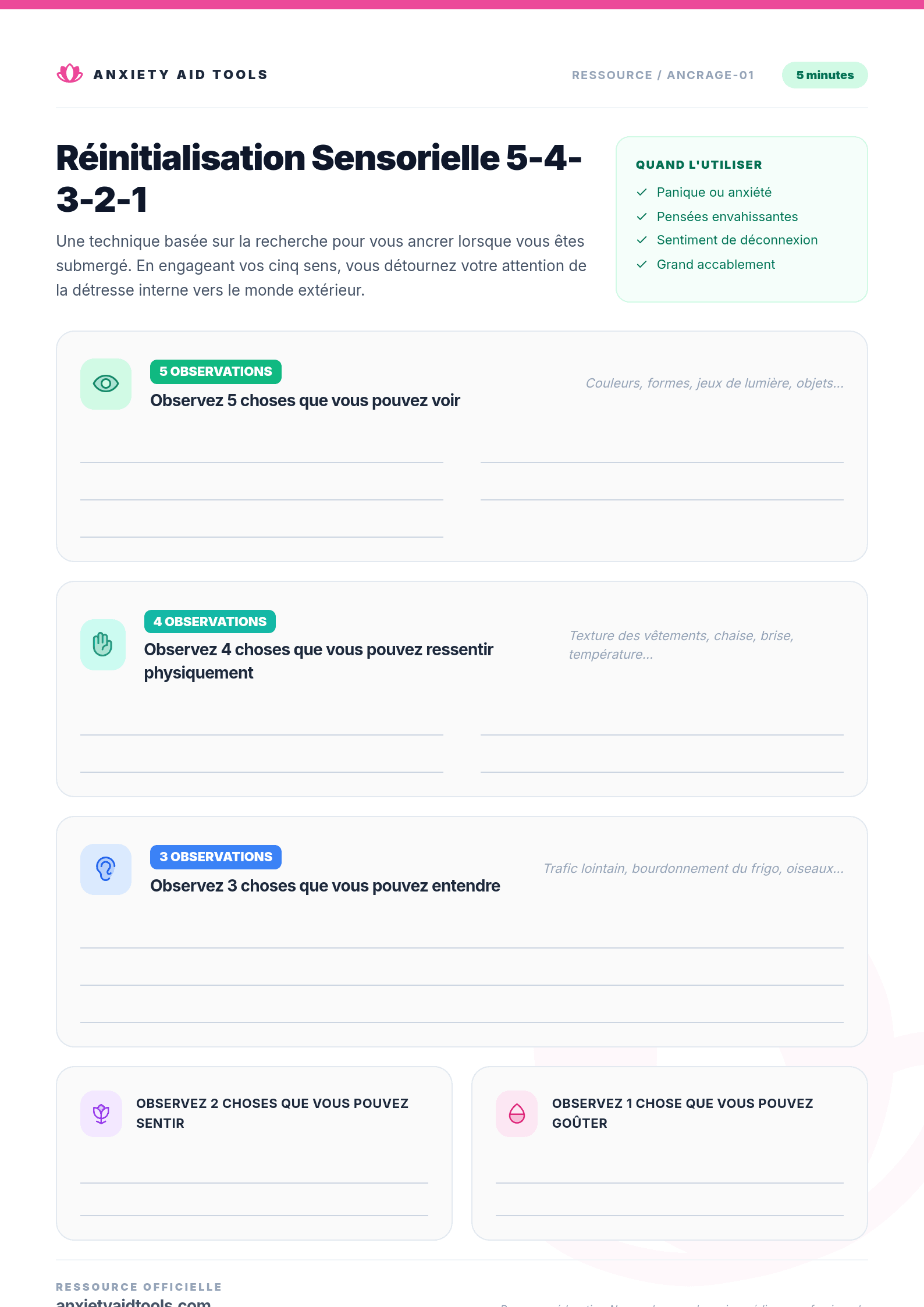 Fiche de travail imprimable