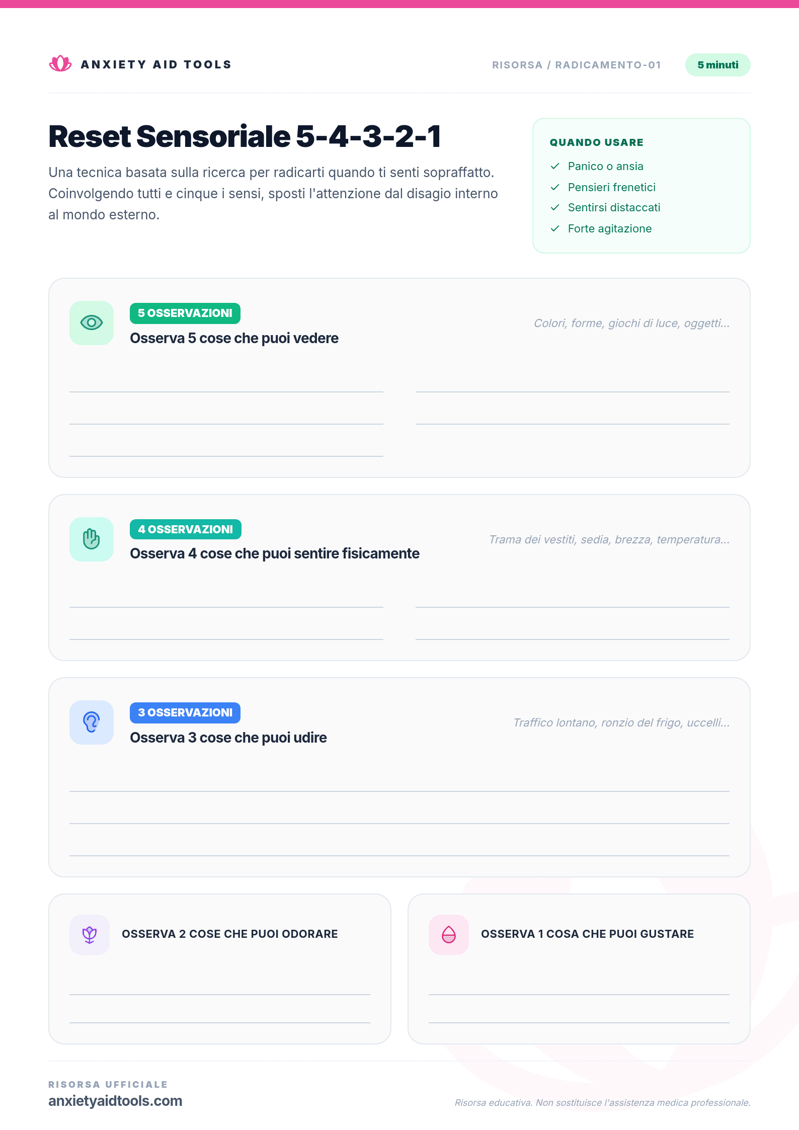 Scheda di lavoro stampabile