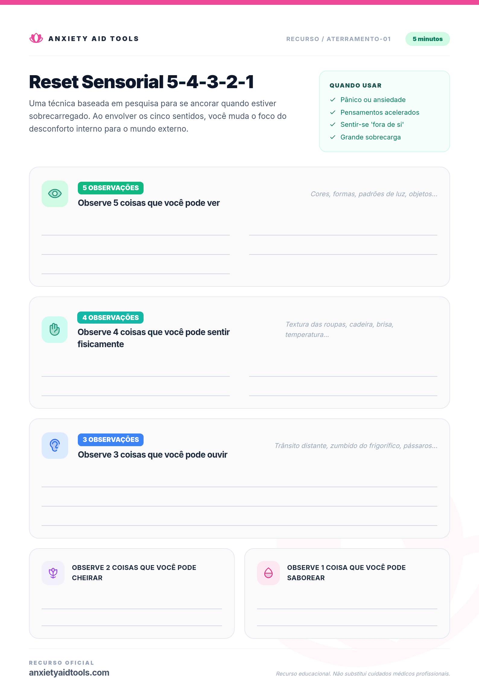 Folha de trabalho para imprimir