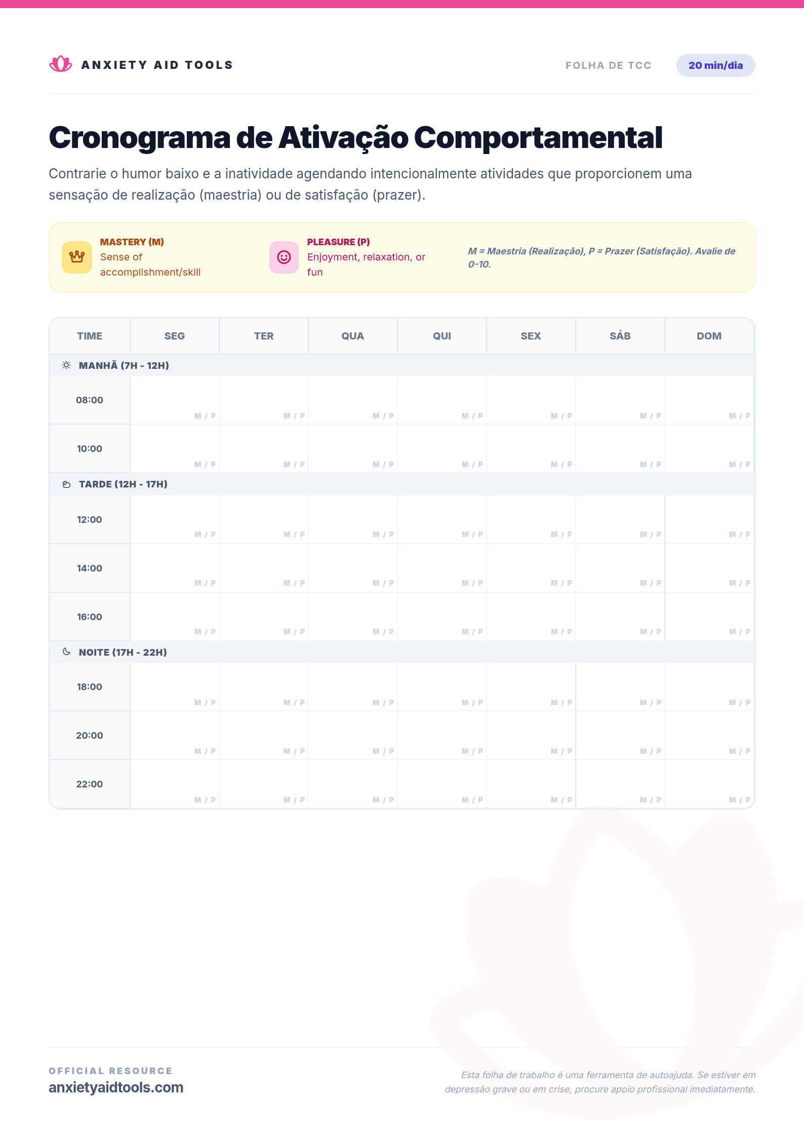 Cronograma de Ativação Comportamental
