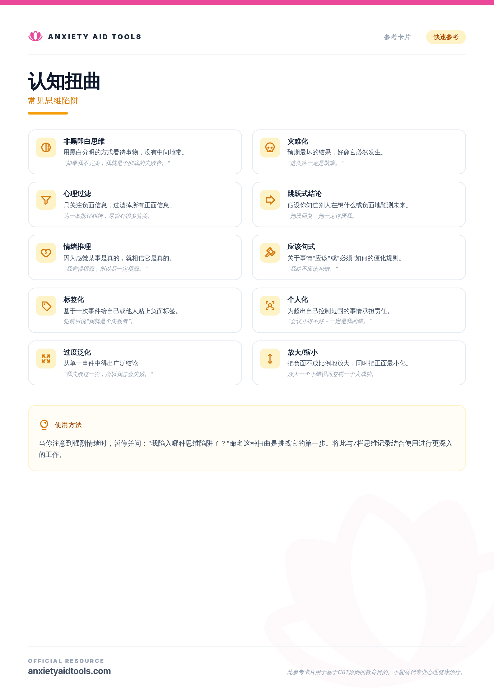 认知扭曲速查表
