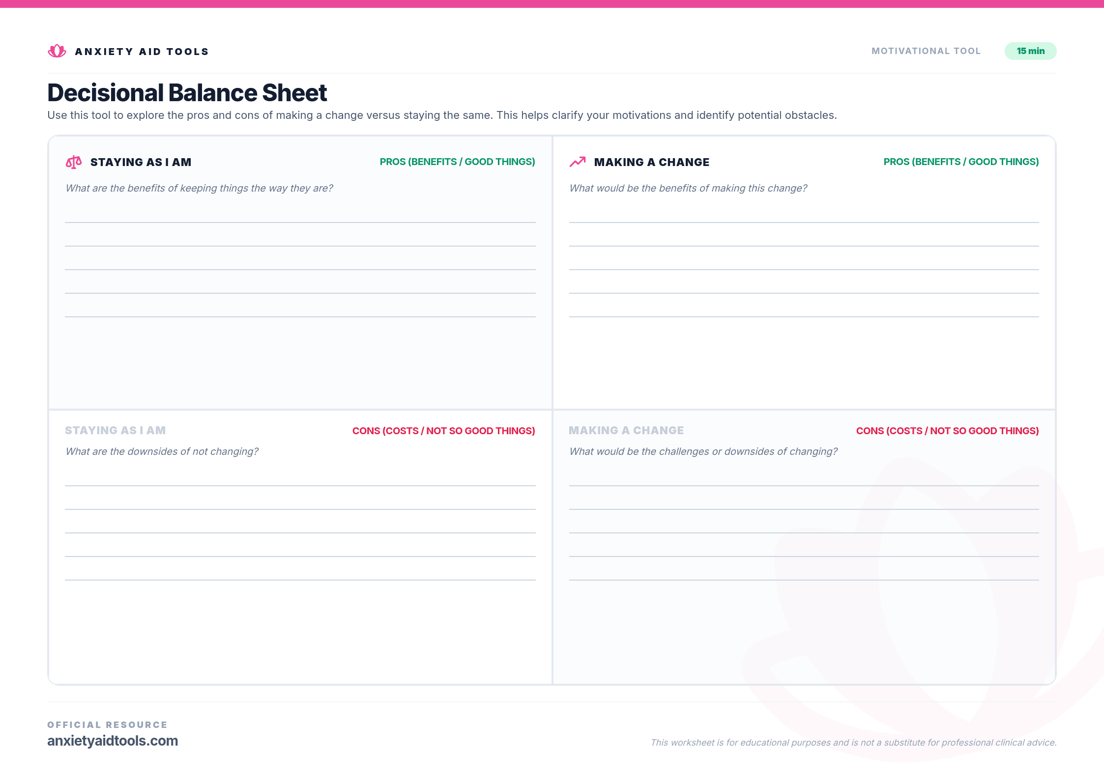 Decisional Balance Sheet